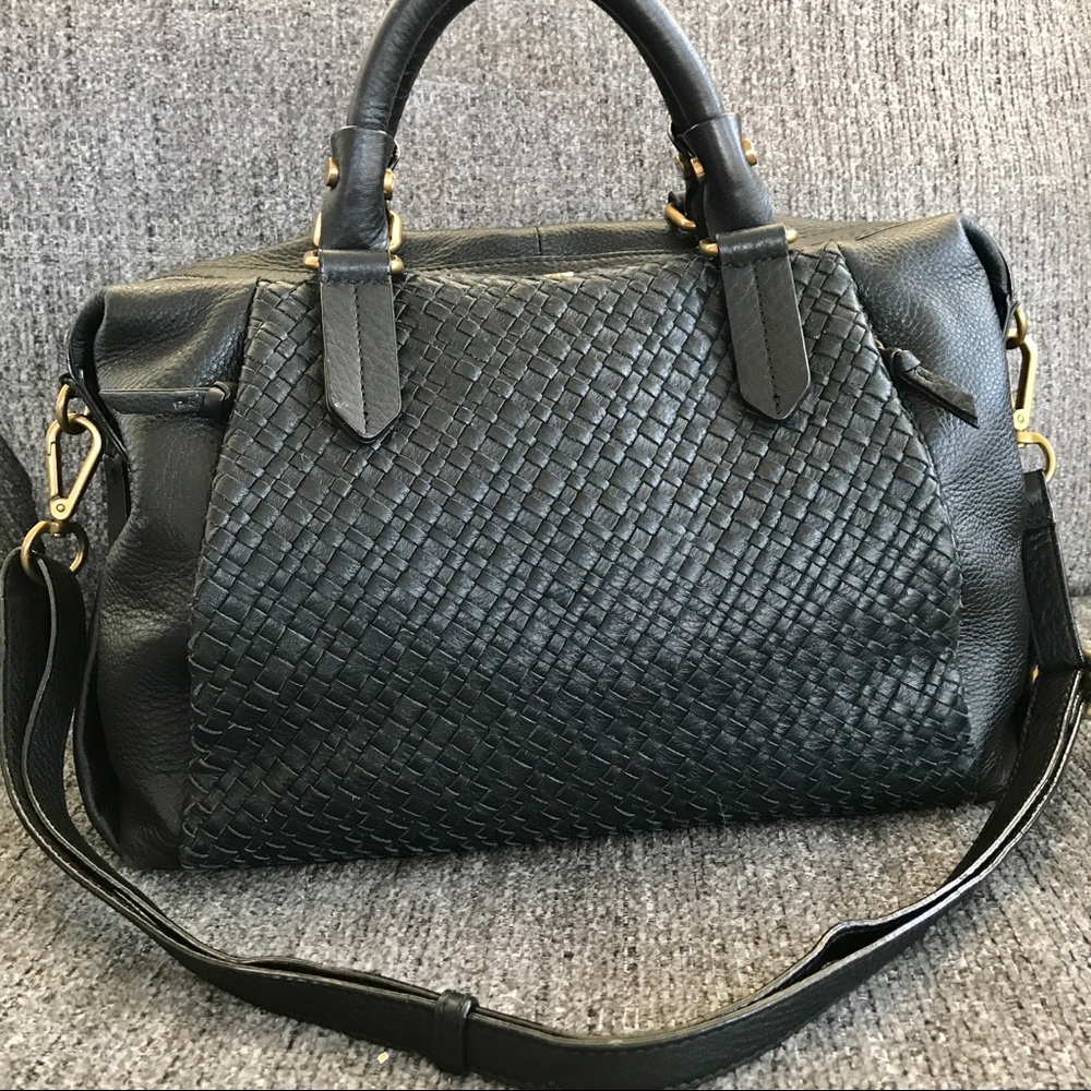 Elliott Lucca black woven leather purse